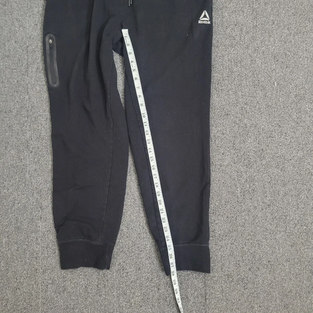 Reebok Large Jogger Pants Mens Black Tapered Bonded Zip Pocket Athletic‎